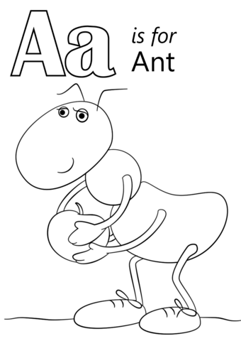 Letter A Is For Ant Coloring Page